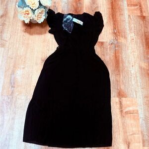 Women’s Black Maxi Dress with Flutter Sleeves